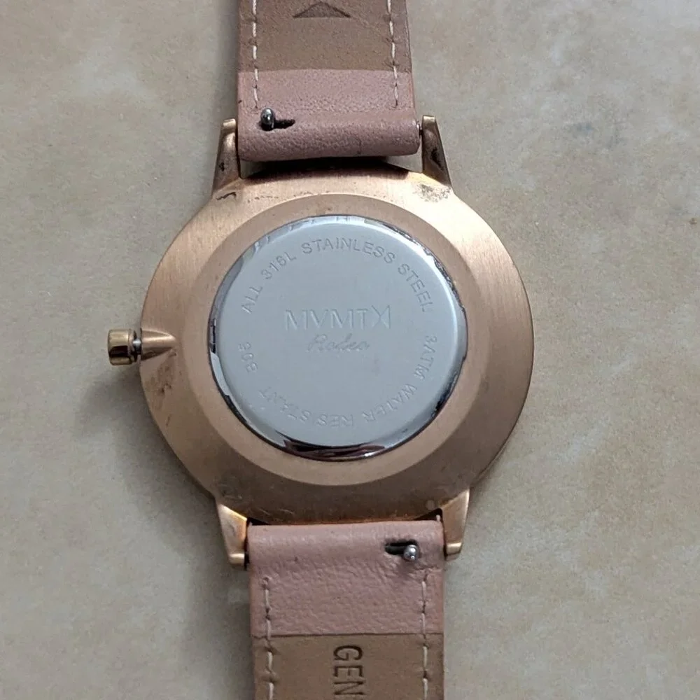 MVMT Boulevard Sunset Women B18 Dress MOP Dial Pink Leather Quartz 38mm Watch